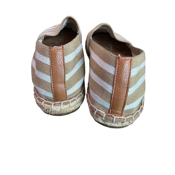 Vionic Women's Size 6.5 Kahki/Ivory Striped Slip On Loafers with Jute Trim - Picture 8 of 9